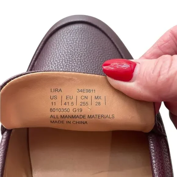 Calvin Klein Burgundy Leather Slip-On Loafers Metal Accent 11 - Picture 3 of 8